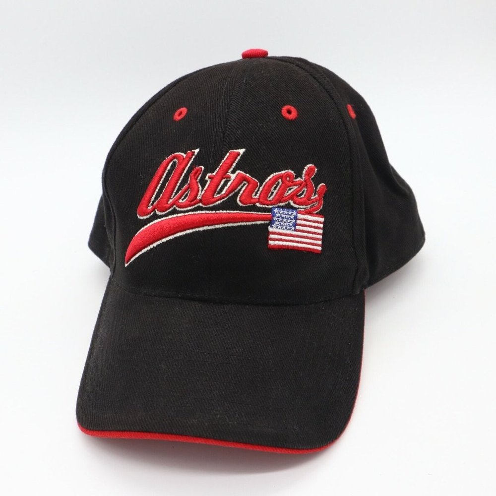 Vtg MLB Houston Astros Franchise Black Fitted Hat Cap by Twins Ent Size Large